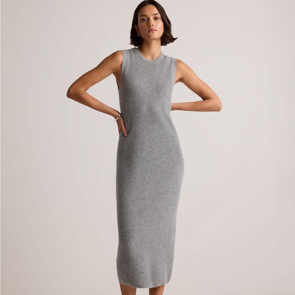 Quince Gray Sleeveless Midi Knit Dress